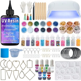UV胶水 DIY套装 紫外线uv树脂滴胶模具工具 耳坠吊坠饰品手工套装
