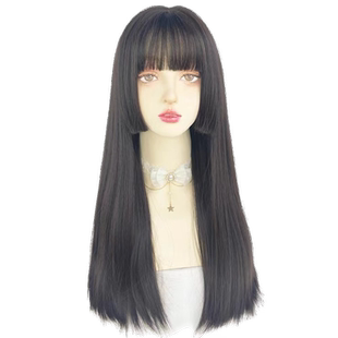 美立方公主切假发全头套女长发水母头日式黑长直整顶lolita姬发型