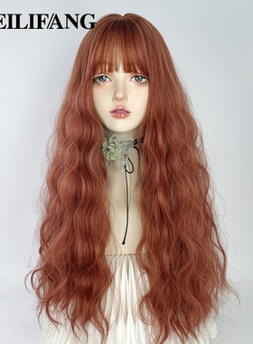 美立方脏橘色假发卷发万用羊毛卷全头套女橙色lolita芭比洛丽塔彩