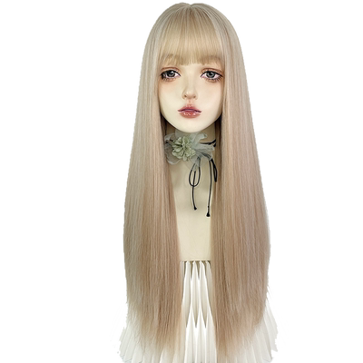 奶茶白金色女团一刀切长直发假发