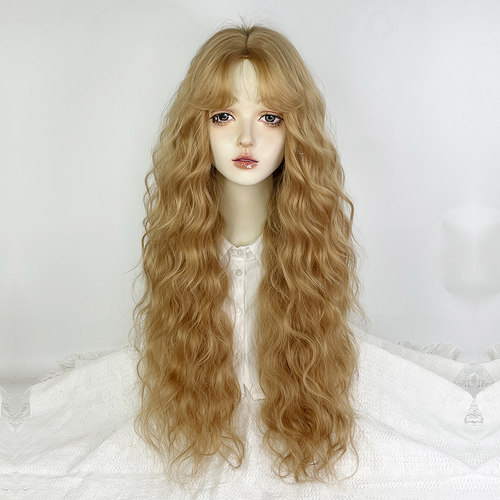 金色长卷发全头套lolita大波浪