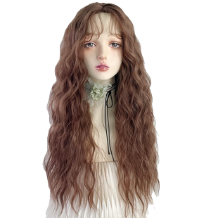 胎毛刘海假发全头套女羊毛卷lolita中分蛋卷头日常大波浪法式芭比