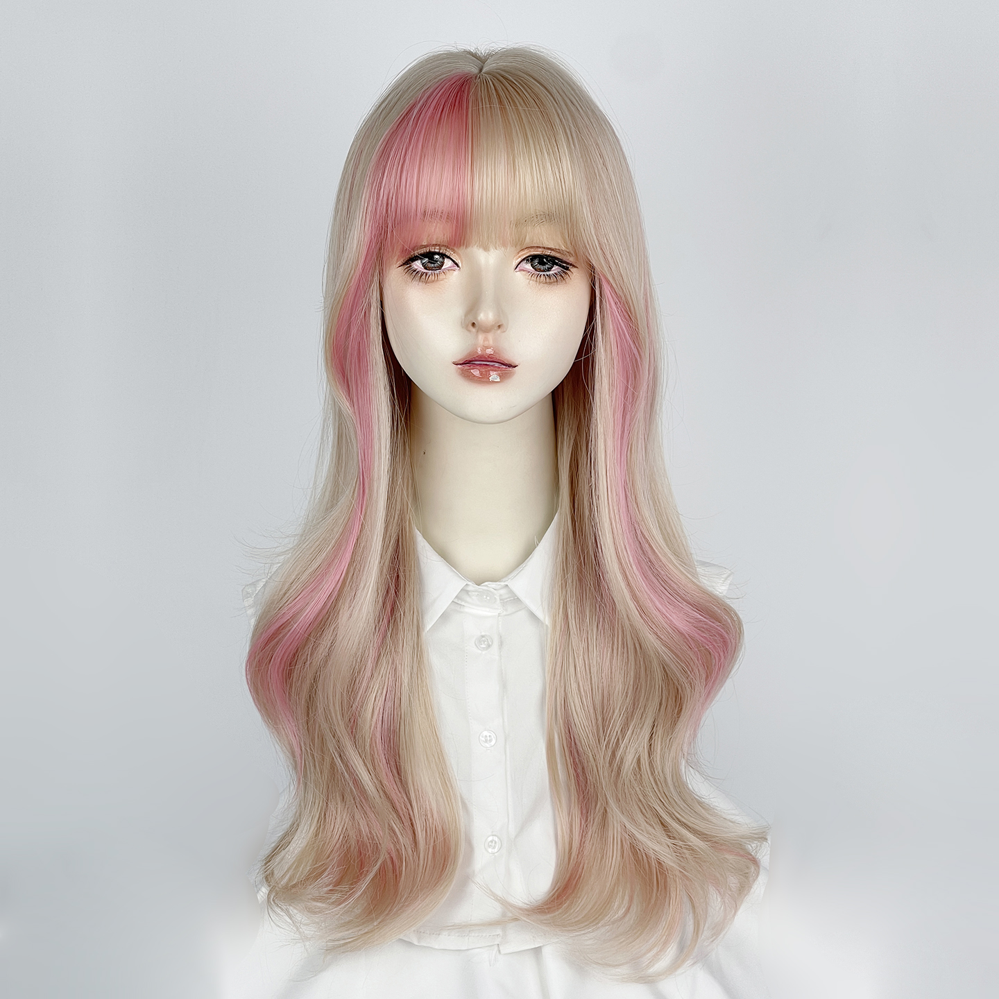 美立方金粉挑染长卷发女团假发套