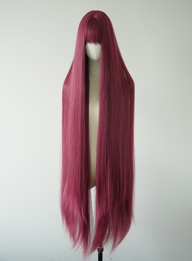 树莓红色超长直发假发全头套女lolita彩1.3米万用cos洛丽塔130cm