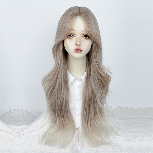 美立方中分大波浪蕾丝长卷发假发