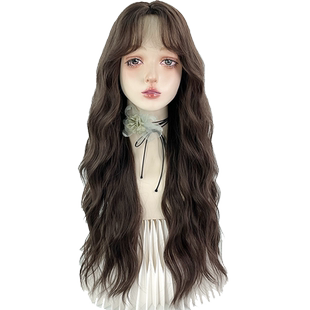 复古港风羊毛卷假发全头套女日常中分长卷发大波浪lolita洛丽塔毛