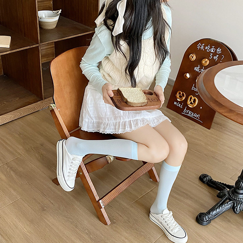 天鹅绒薄款多巴胺色糖果色春夏季轻薄透气小腿袜可爱袜子女中筒袜