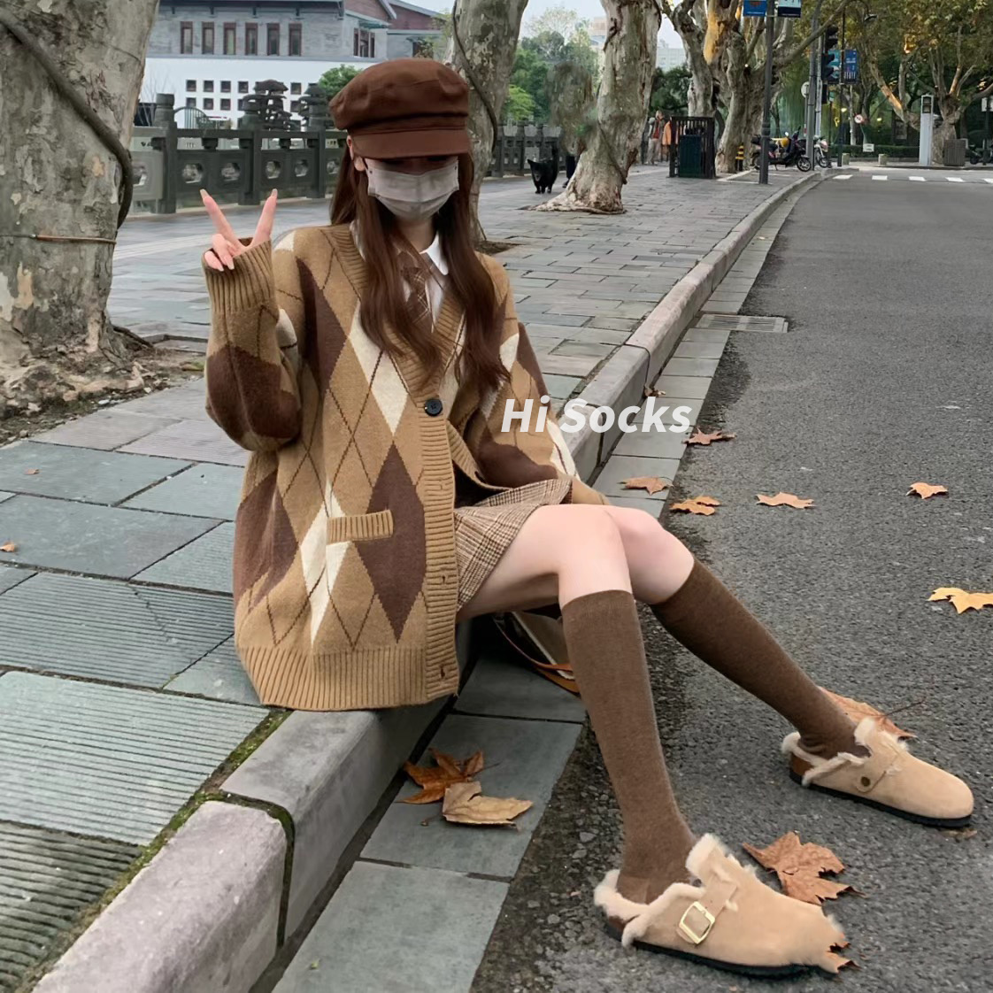 日系压力中筒袜瘦腿长筒过膝袜