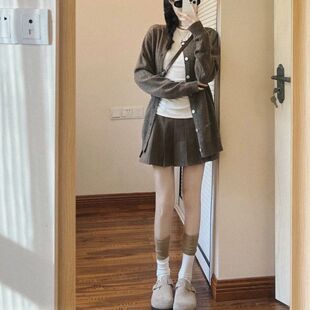 学院风中筒及膝袜甜美jk少女显瘦小腿袜 街头长筒堆堆袜ins潮个性