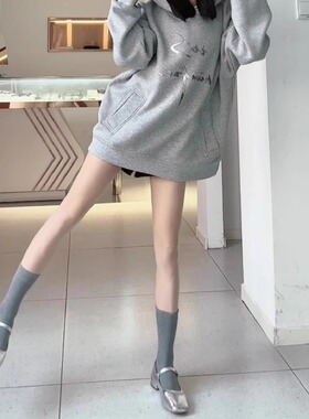 秋季中筒袜小腿袜韩版显瘦及膝袜灰色短筒堆堆袜子女安哥拉红棉袜