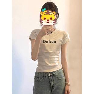 ins女学生圆领休闲上衣潮流 纯棉夏季 新款 甜美修身 t恤显瘦百搭韩版