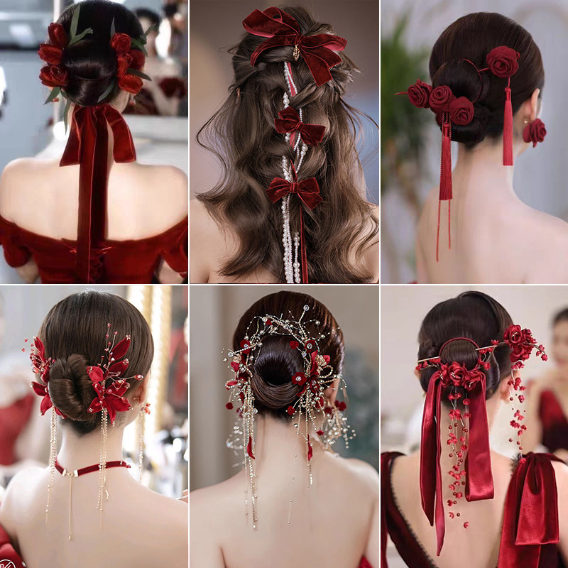 中式民族风新娘敬酒服发饰