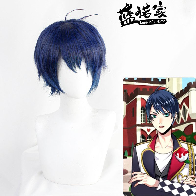 【蓝诺家】扭曲仙境小美人鱼Deuce cos假发Spade 打毛头顶 深蓝色