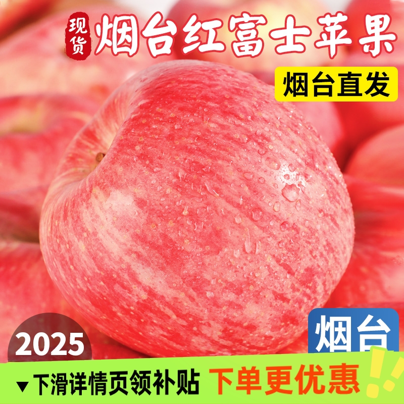 烟台红富士苹果新鲜水果山东当季整箱栖霞脆甜苹果礼彩箱包邮