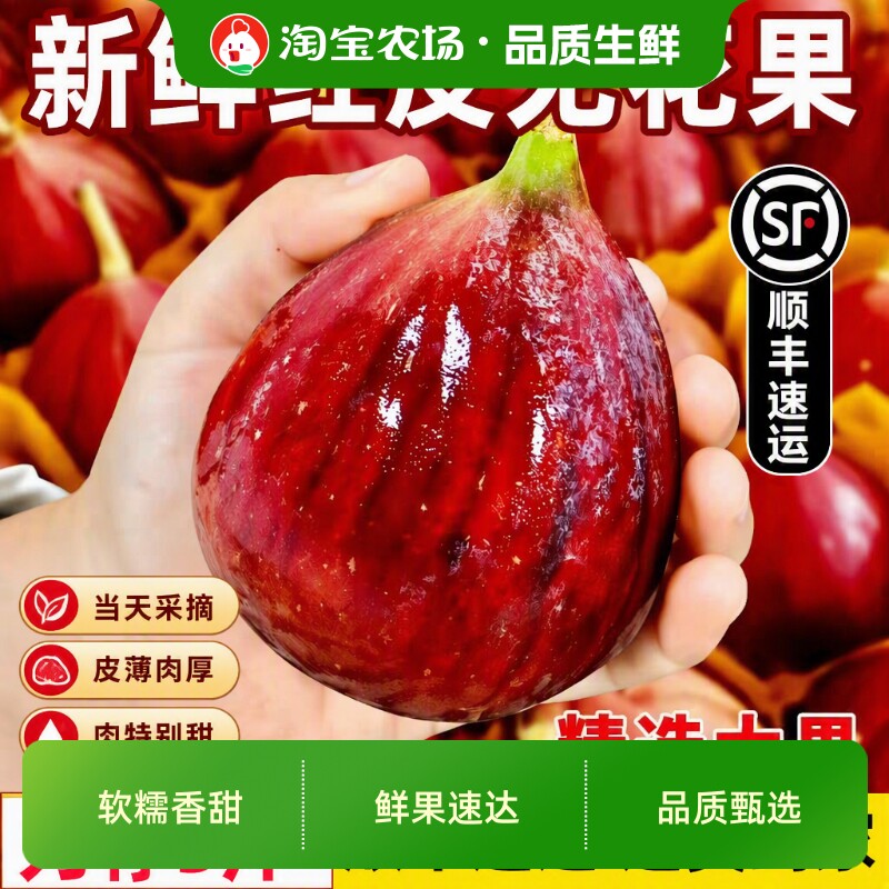 【顺丰】新鲜现摘无花果鲜果大果波姬红/芭劳奈无花果紫皮无花果