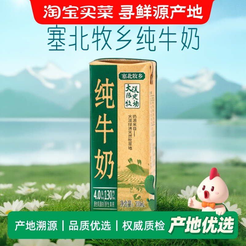 宁夏塞北牧乡4.0蛋白纯牛奶大漠绿洲送礼200mlx10盒