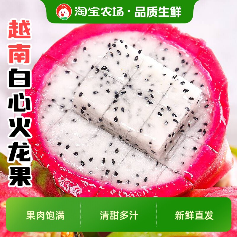 精选大果白心火龙果进口热带水果越南白肉火龙果甘甜爽口当季包邮