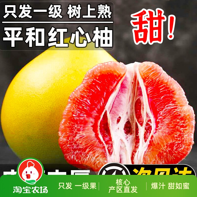 柚子【爆汁甜】福建平和红心新鲜水果琯溪红柚白心红肉蜜柚白柚