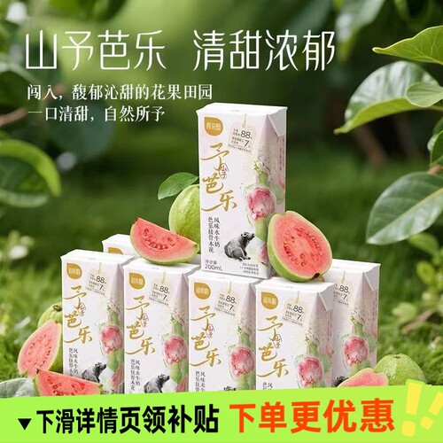 7月百菲酪山予芭乐接骨木花水牛奶200ml*10盒学生营养早餐牛奶