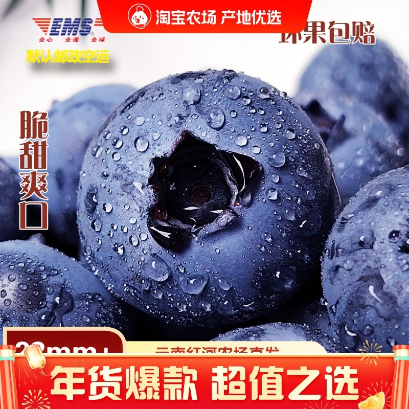 现货云南高山蓝莓王现摘新鲜特大果当季时令高端水果鲜沃25邮政,水产肉类/新鲜蔬果/熟食,蓝莓,淘宝优惠券,粉丝福利购,淘宝优惠卷