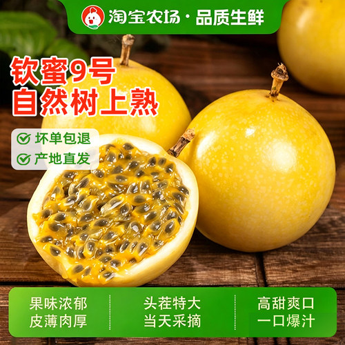 广西正宗钦蜜百香果9号黄金百香果新鲜包邮钦密黄金甜装现摘紫皮