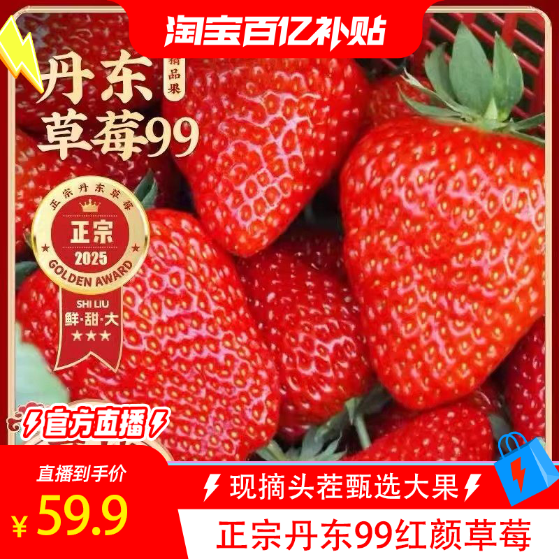 正宗丹东东港红颜草莓当季新鲜水果现摘礼盒装孕妇应季水果空运