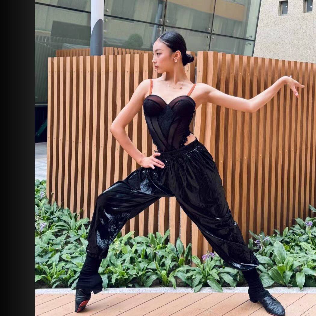 coldstar舞服拉丁舞服成人新款练功服演出服教课仿漆皮亮面裤子模