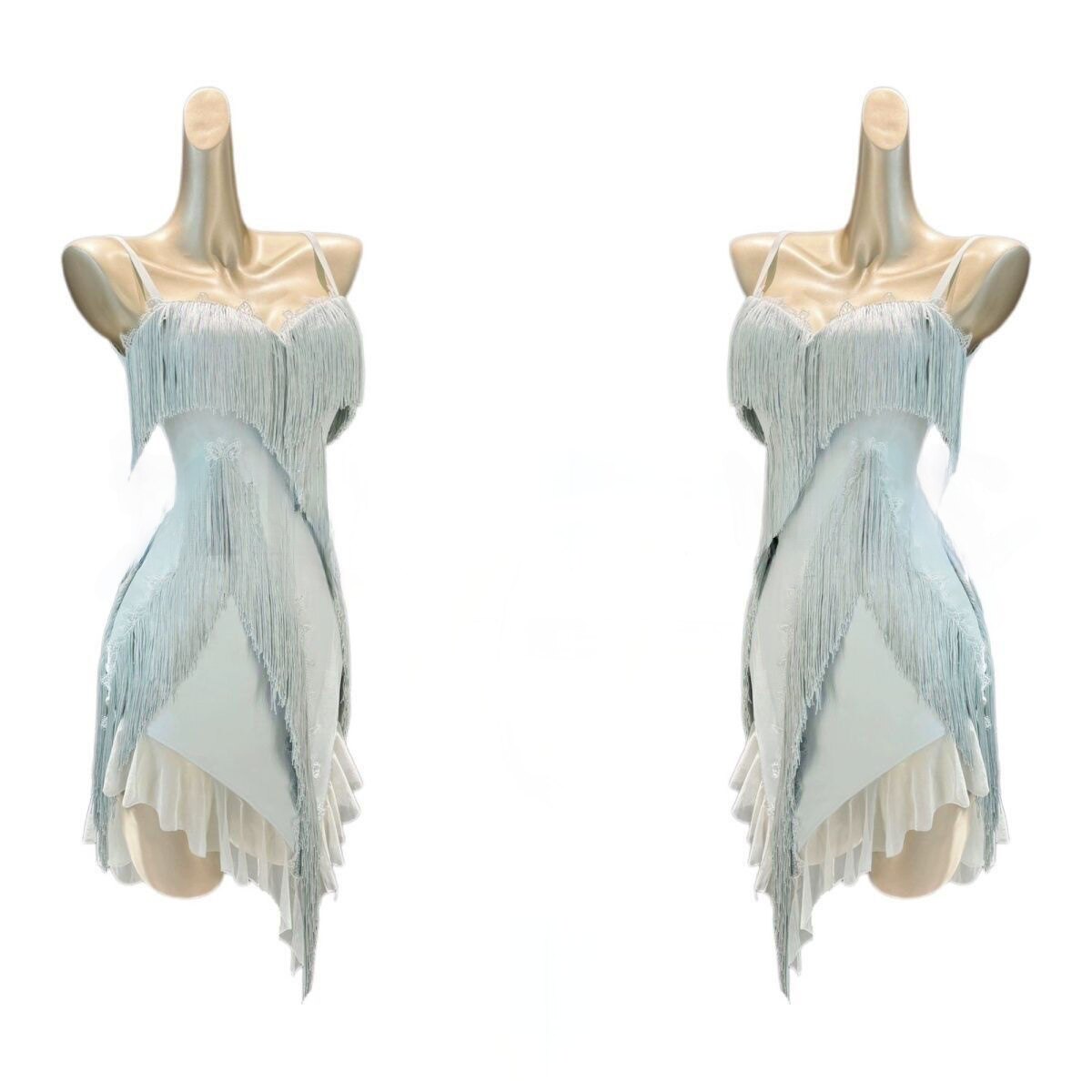 美辰2025新款拉丁舞服成人比赛服黑色高级感流苏恰恰舞蹈服连衣裙