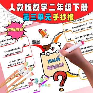 人教版数学二年级下册第三单元万以内数的认识手绘思维导图手抄报