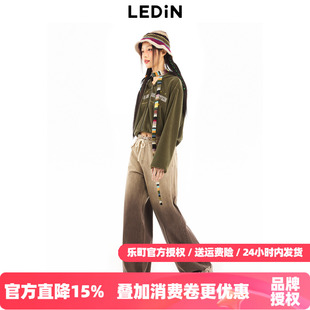 【清仓】乐町工装渐变牛仔宽松时尚阔腿裤女牛仔裤C2HAD4152