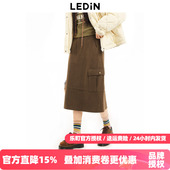 半身裙时尚 A字短裙C2GFD4106 乐町复古工装 裙秋冬新款 断码 清仓