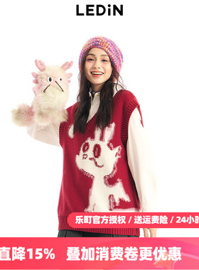 乐町趣味宽松线背心2025秋季新款马甲女C2EFE11