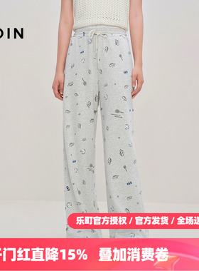 【tombonia联名】乐町商场同款满印宽松直筒针织休闲裤C2GHF3305