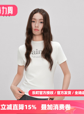 【商场同款】乐町字母印花半高领短袖T恤春季新款打底衫C1CNF3434