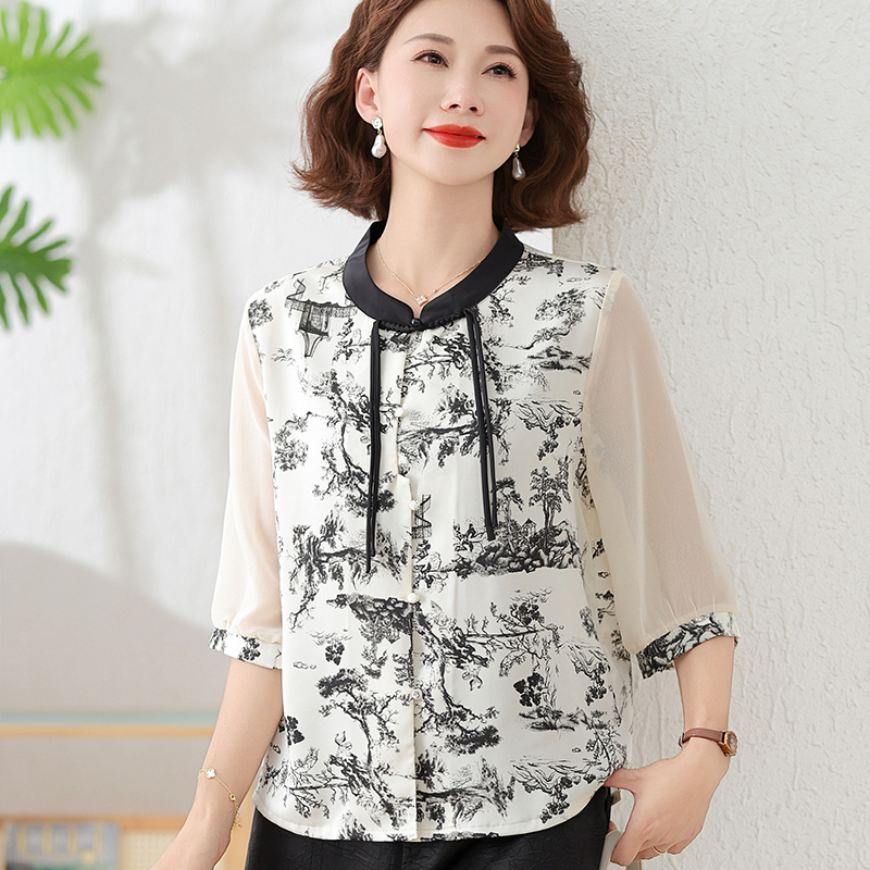 妈妈春装新款中国风上衣洋气衬衫