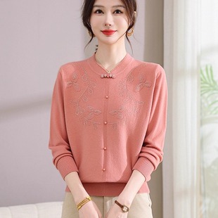 妈妈装春秋新款针织打底衫上衣中老年女装洋气秋冬款式时尚毛衣