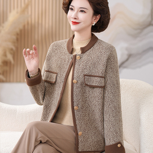 中老年妇女上衣立领双面呢春秋款 外套新款 短外套 妈妈秋装 中年女装
