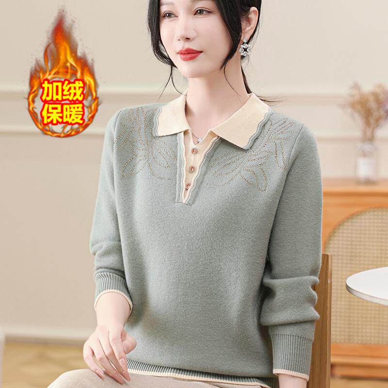 妈妈冬装加绒加厚毛衣翻领一体绒打底衫中老年女针织保暖内搭上衣,女装/女士精品,中老年女装,淘宝优惠券,粉丝福利购,淘宝优惠卷