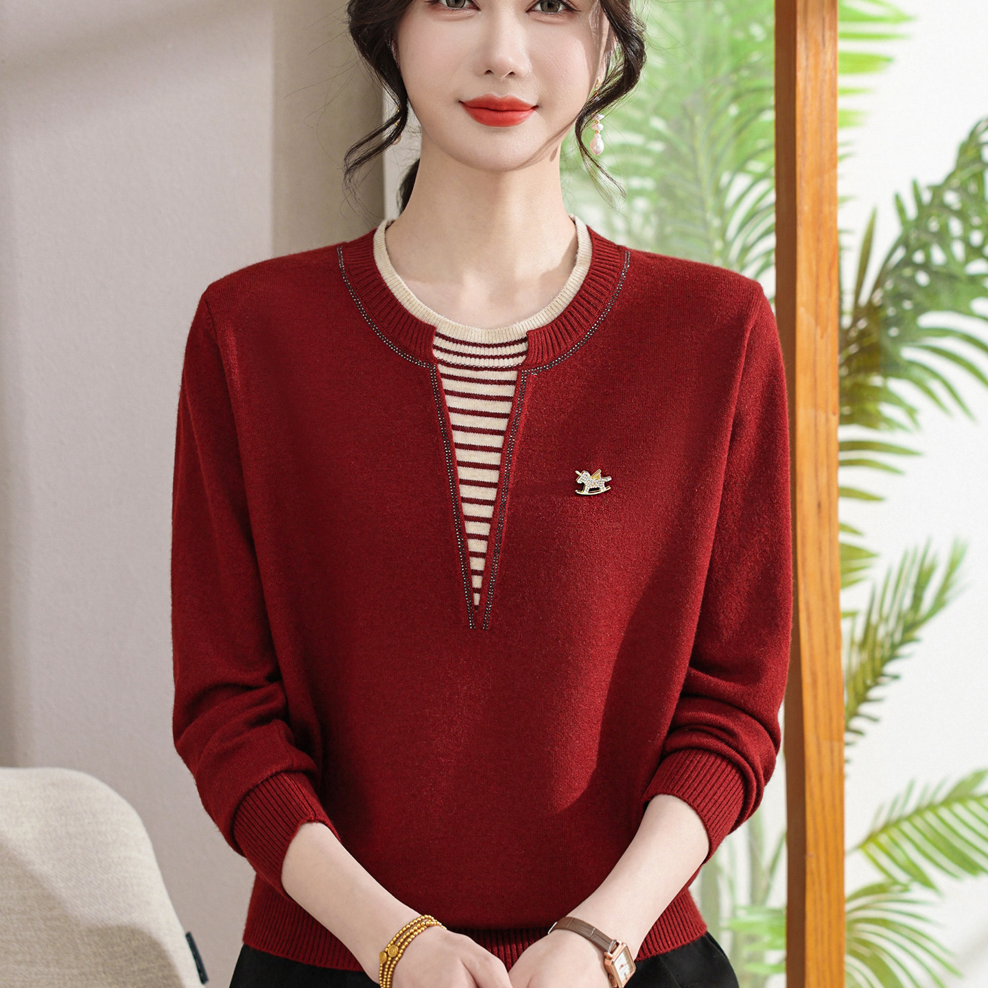 妈妈冬装套装喜婆婆婚宴装洋气针织小衫中老年秋冬上衣打底毛衣女,女装/女士精品,中老年女装,淘宝优惠券,粉丝福利购,淘宝优惠卷