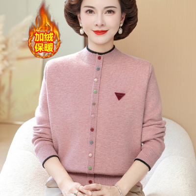 新款中老年女装半高领加绒保暖衣