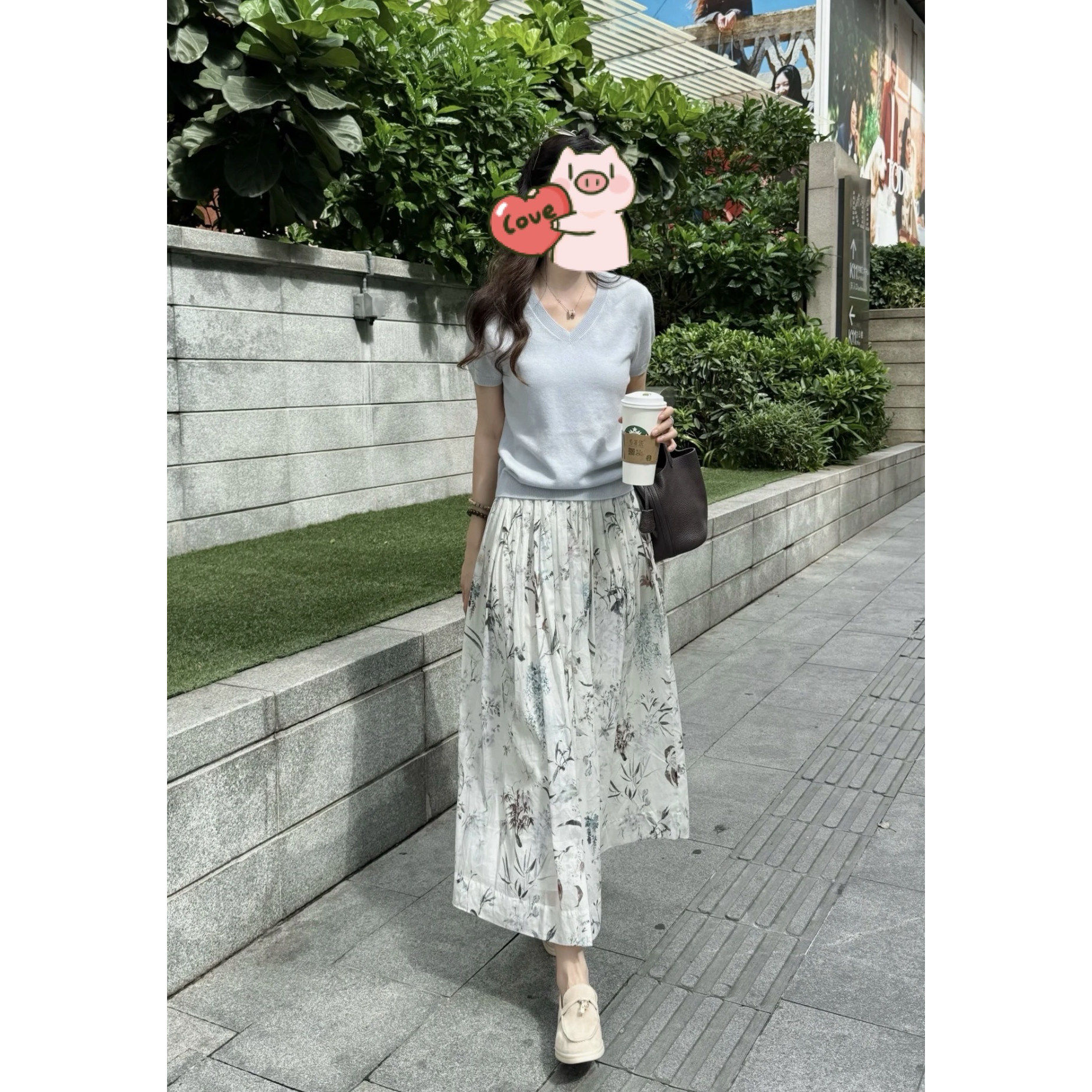 烟雨江南~水墨晕染,100支细纱棉碎花半身裙!!温婉大小姐百褶裙