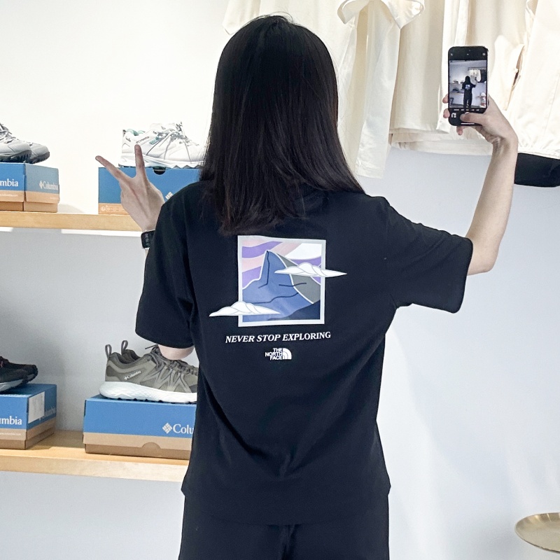 TheNorthFace北面女士户外春夏新款印花宽松圆领纯棉短袖T恤|8DCA