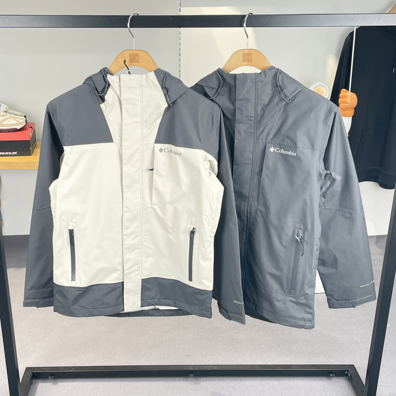 哥伦比亚户外透气防水连帽冲锋衣
