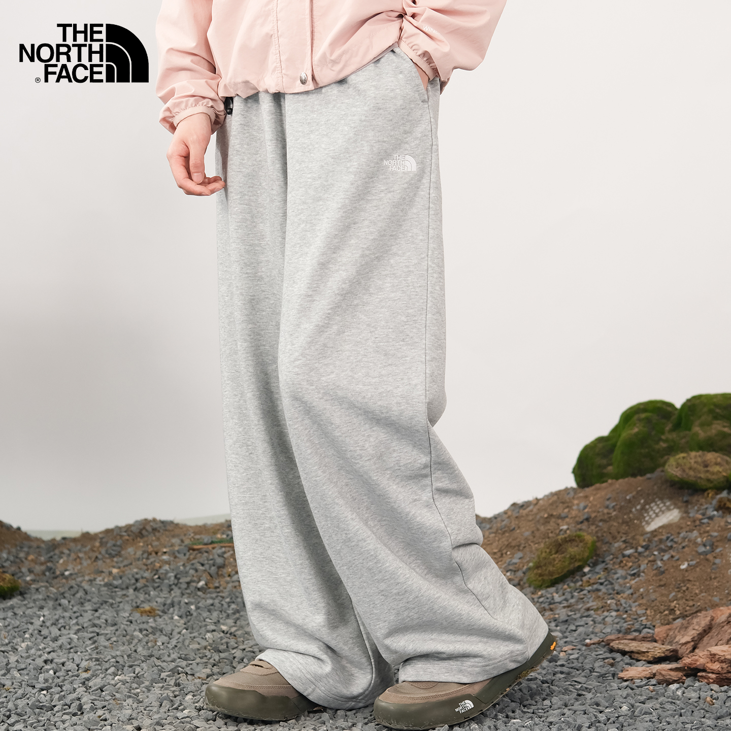 北面女款户外针织直筒透气阔腿裤