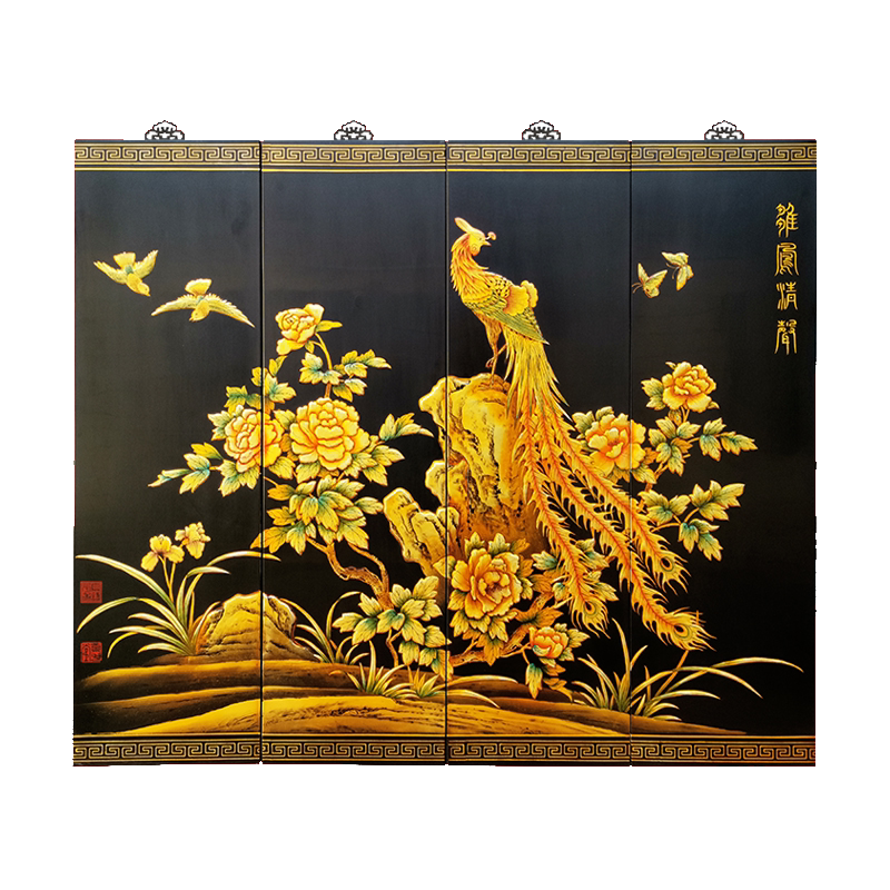 紫艺堂装饰漆画挂画凤凰挂屏