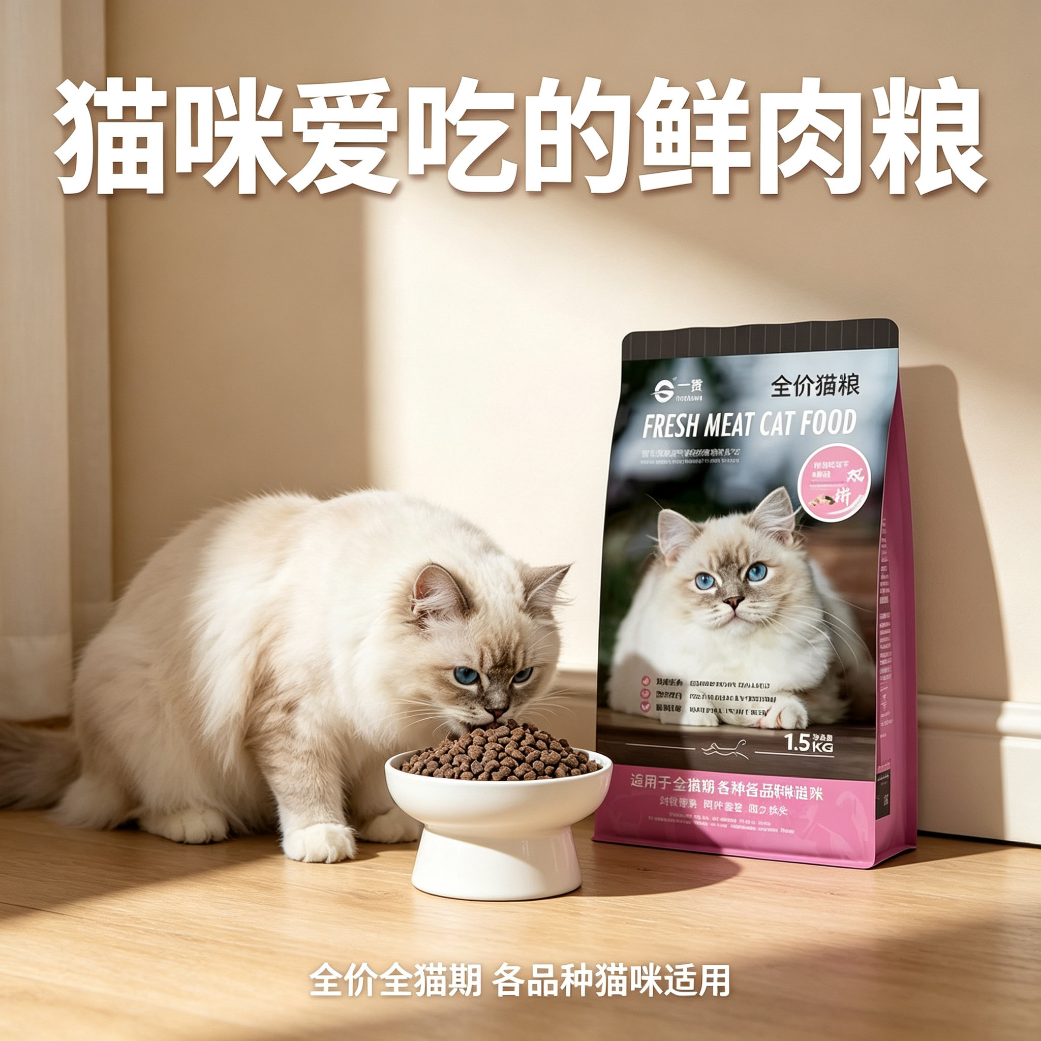 一贯蛋黄鸡肉酶解猫粮成猫幼猫全价全阶段猫主 粮小主粮冻干1.5kg
