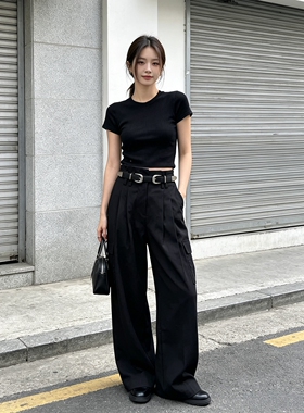 双扣黑色女士腰带 复古个性装饰皮带 配西裤牛仔裤穿搭束腰裤带