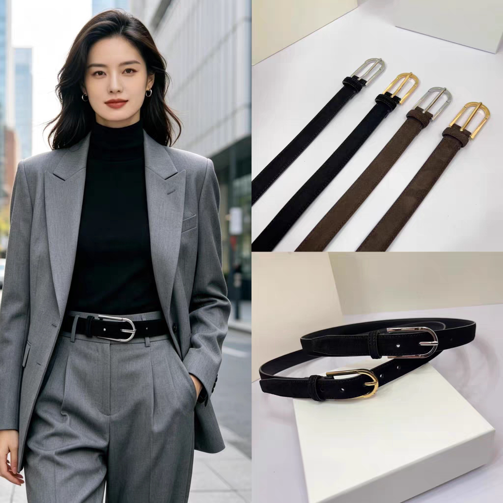 2026新款女士细腰带金属针扣皮带女百搭装饰高级感黑色潮腰封裤带