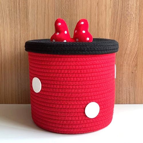 波点棉线绳编织公主蝴蝶结储物盒