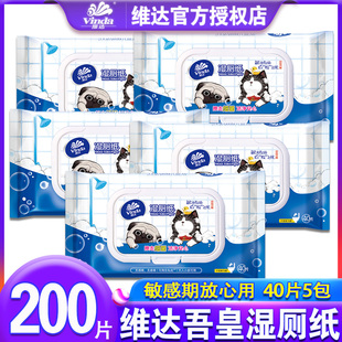 湿纸巾家庭装 清洁成人卫生湿巾实惠抽取式 维达湿厕纸5包40片装